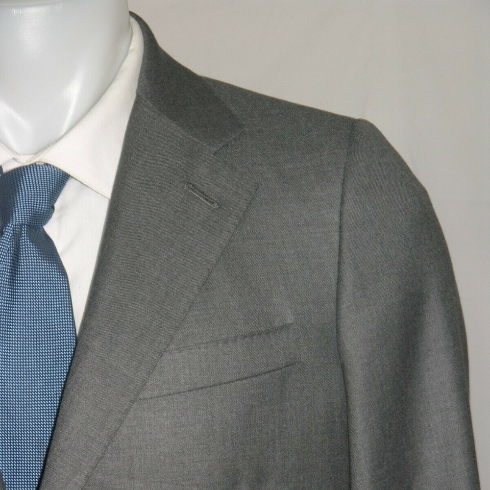 Martin Greenfield Bespoke Solid Gray Two Button Suit 38S